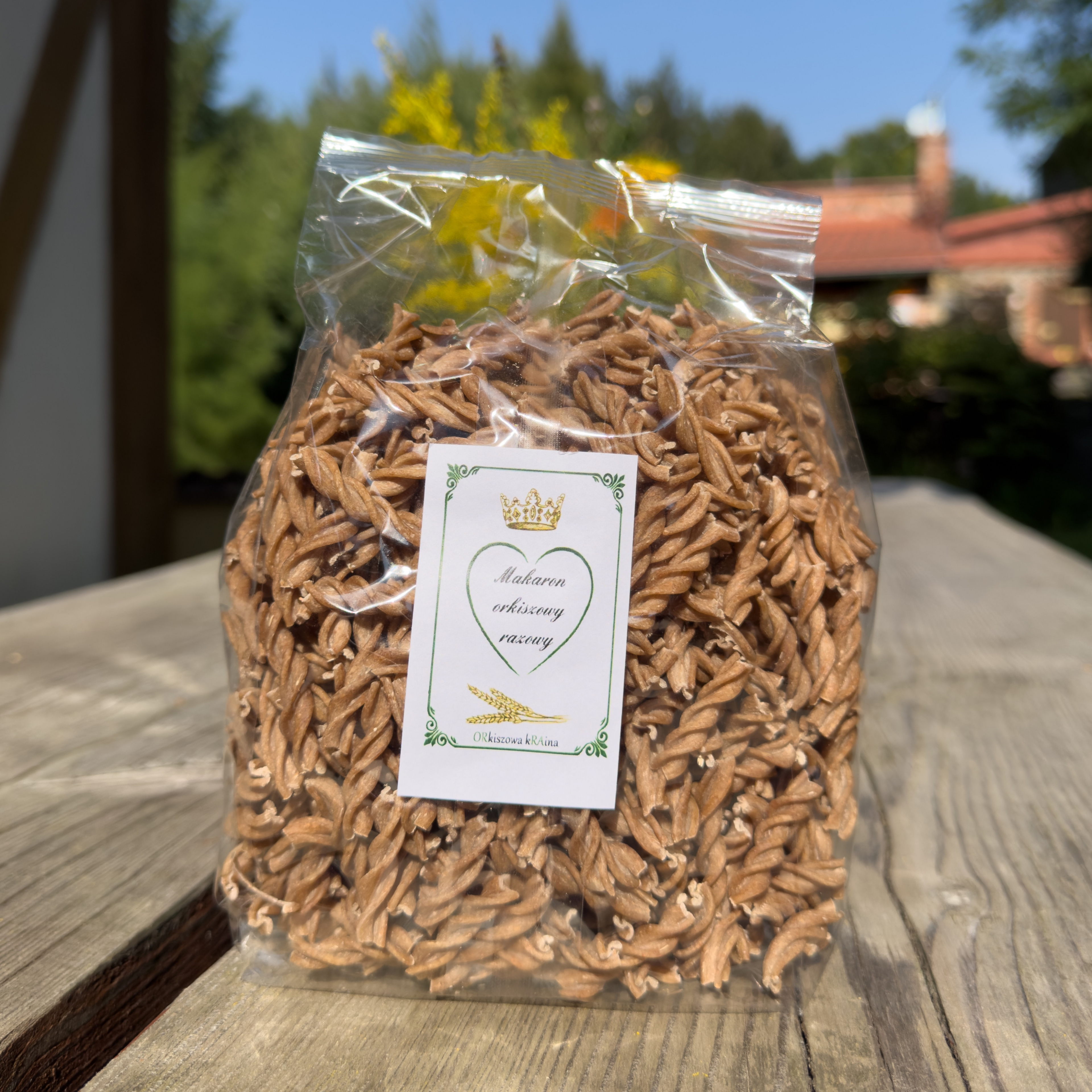 Makaron orkiszowy razowy bez jajek (świderki) 400g